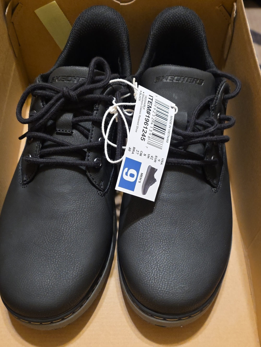 Skechers Men’s Black Lace-Up Work Oxfords